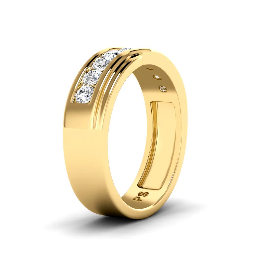 0.65 CT Round Cut Diamonds - Mens Wedding Band