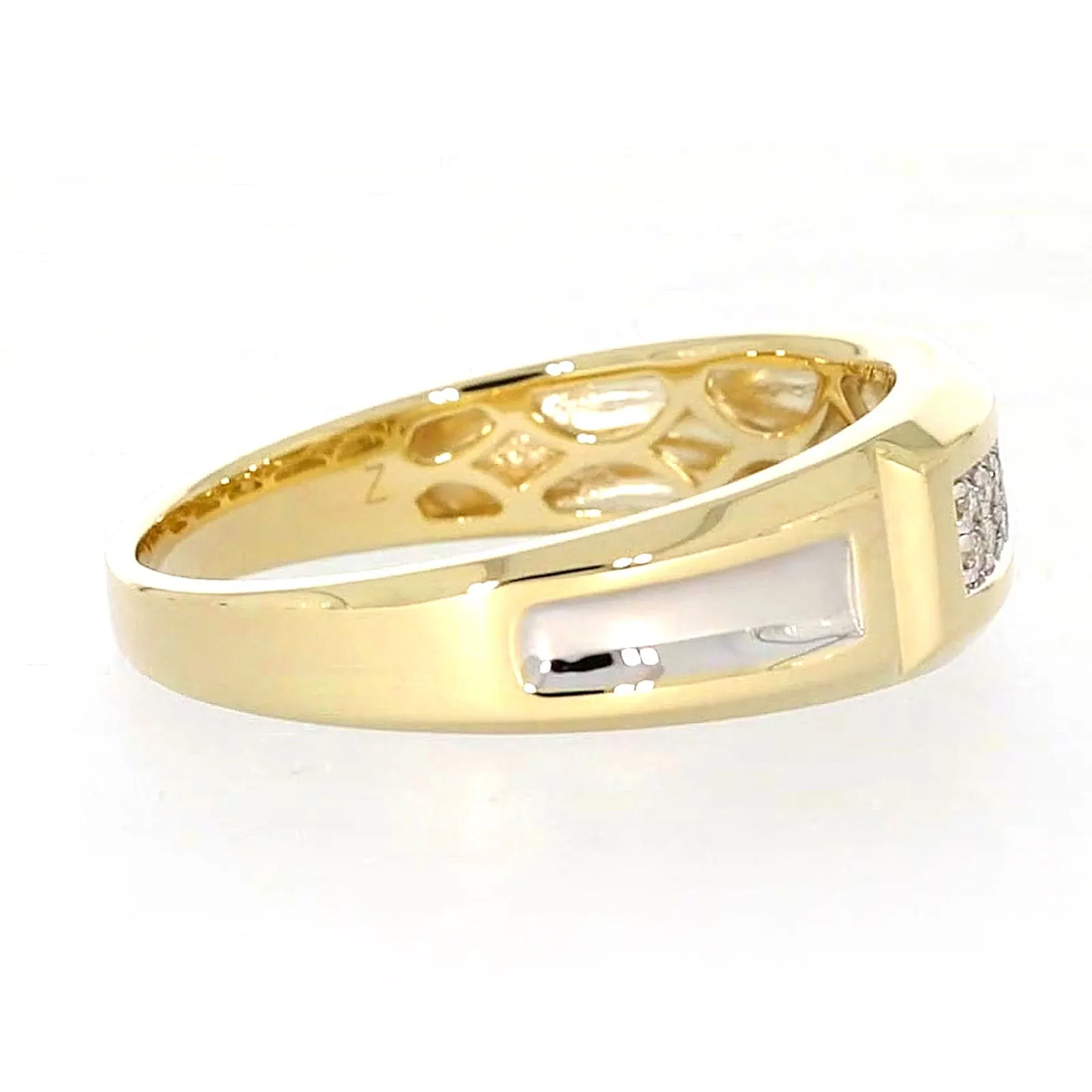 9ct Yellow Gold with 0.10 CARAT tw of Diamonds Double Row Mens Ring
