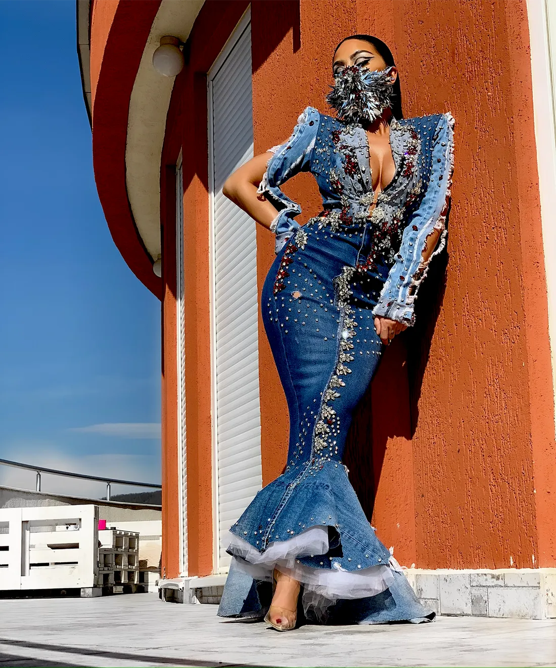 Addysonc Beautiful Denim Evening Dress