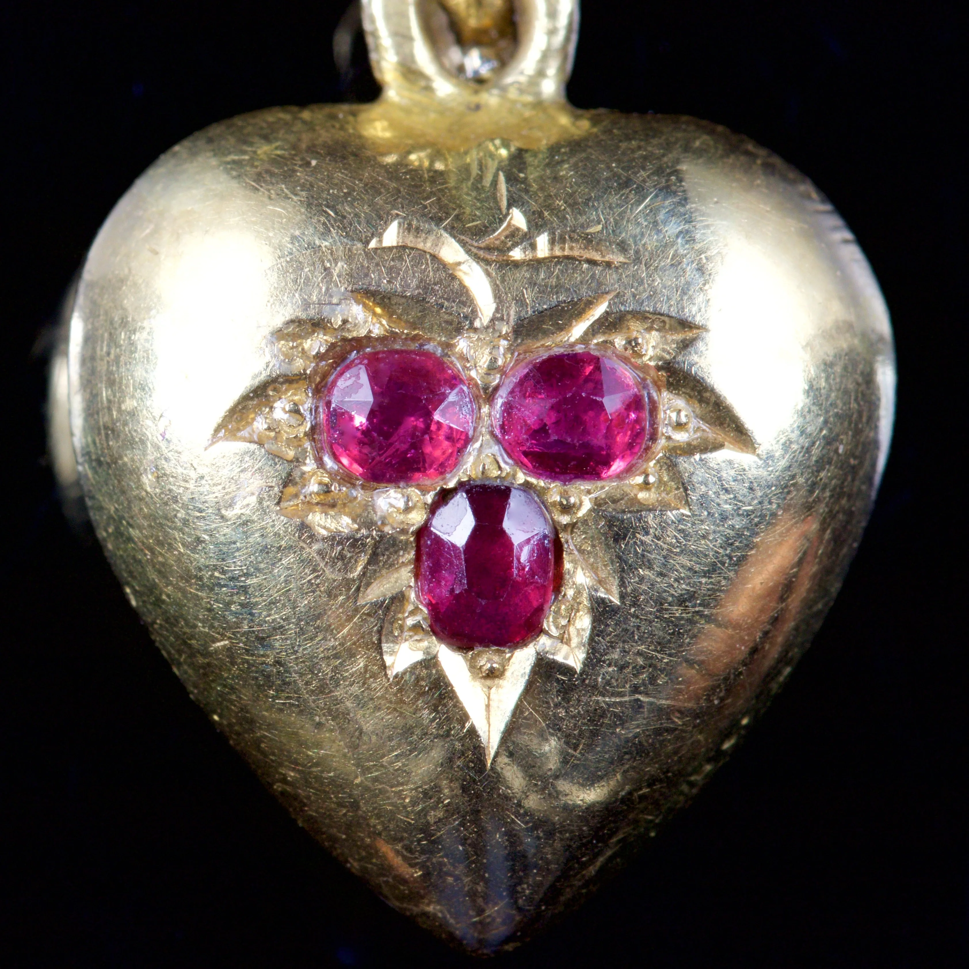 Antique Victorian Ruby Heart 18Ct Gold Pendant Circa 1880