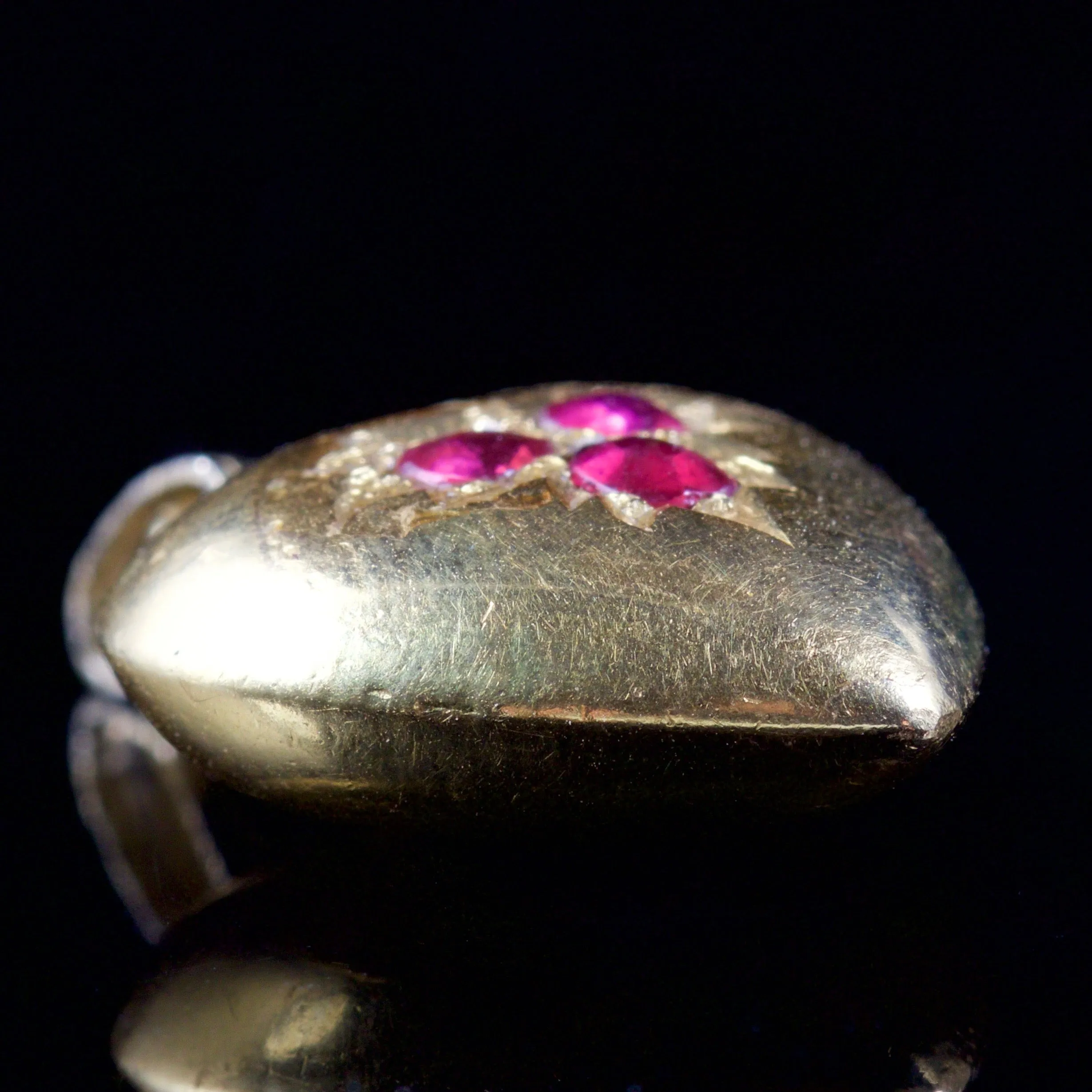 Antique Victorian Ruby Heart 18Ct Gold Pendant Circa 1880