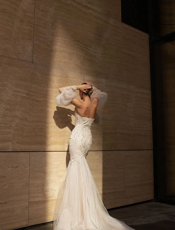 Aubrie  Beautiful Off-Shoulder Long Sleeves White Wedding Dress