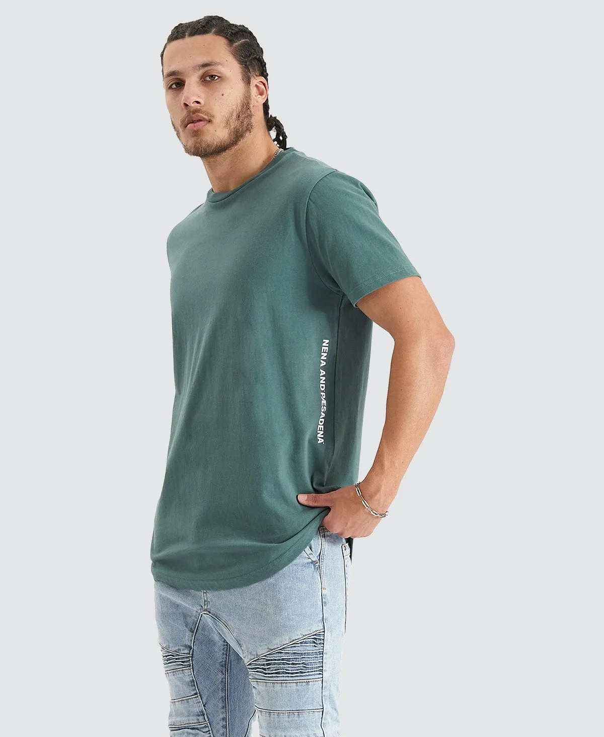 Back Rank Dual Curve Tee Silver Pine
