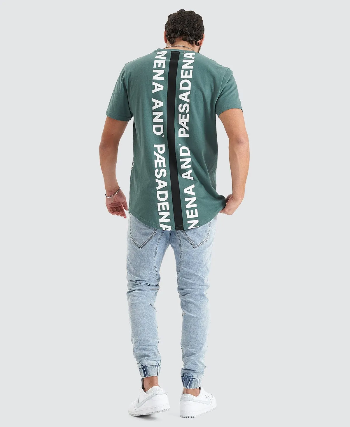 Back Rank Dual Curve Tee Silver Pine