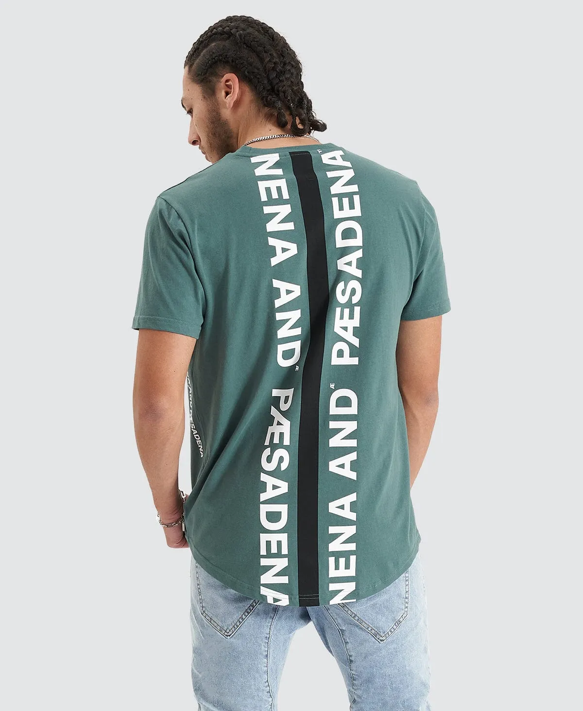 Back Rank Dual Curve Tee Silver Pine