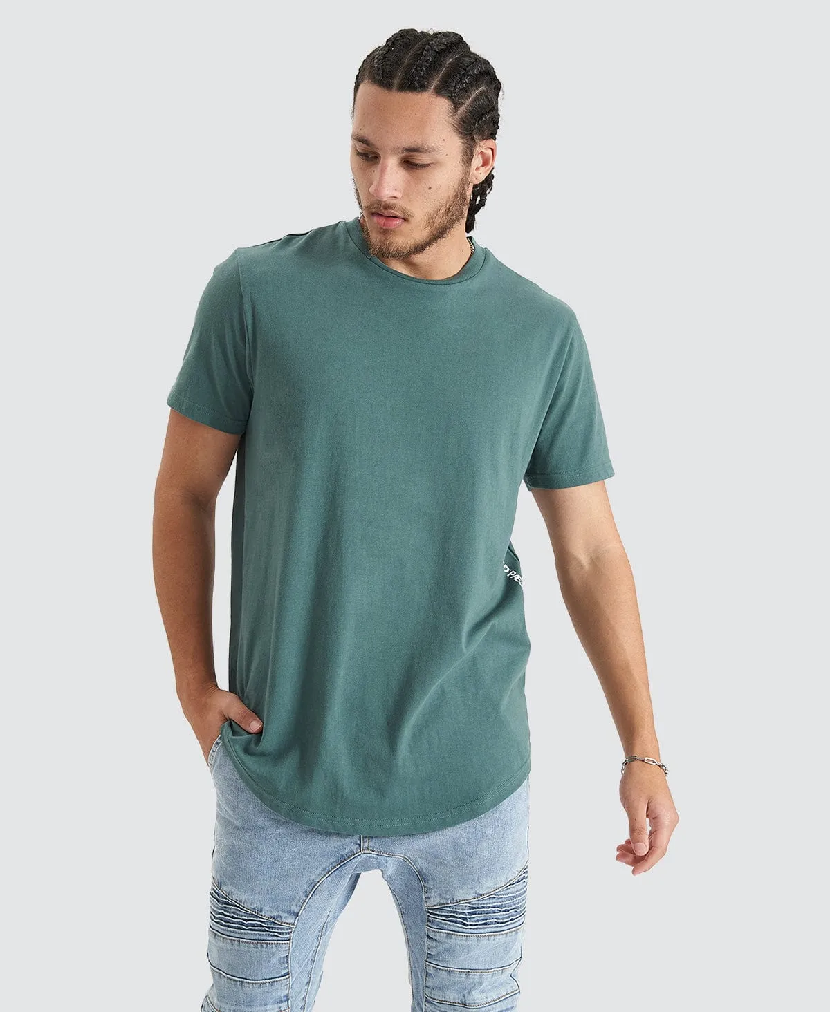 Back Rank Dual Curve Tee Silver Pine