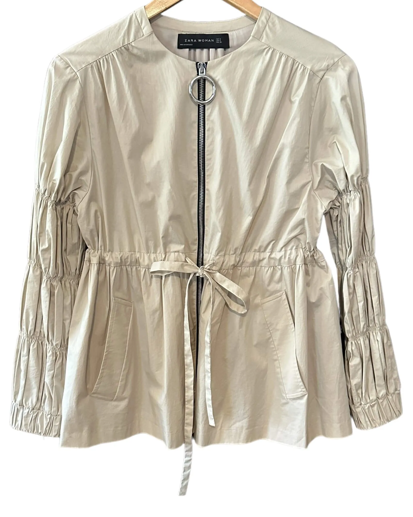 Bright Spring Sand Tiered Puff Sleeve Jacket