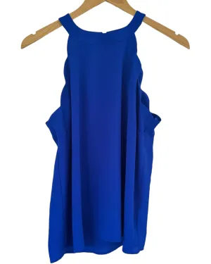 Bright Winter Cobalt Scalloped Sleeveless Blouse