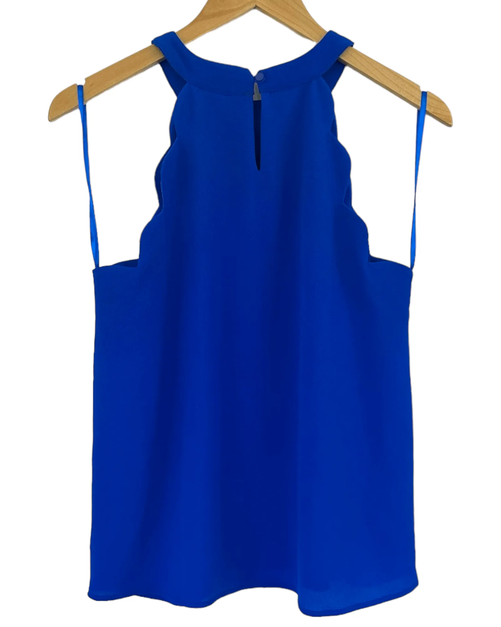 Bright Winter Cobalt Scalloped Sleeveless Blouse