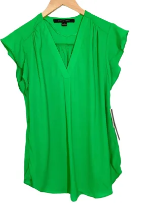 Bright Winter Green Flutter Sleeve Blouse