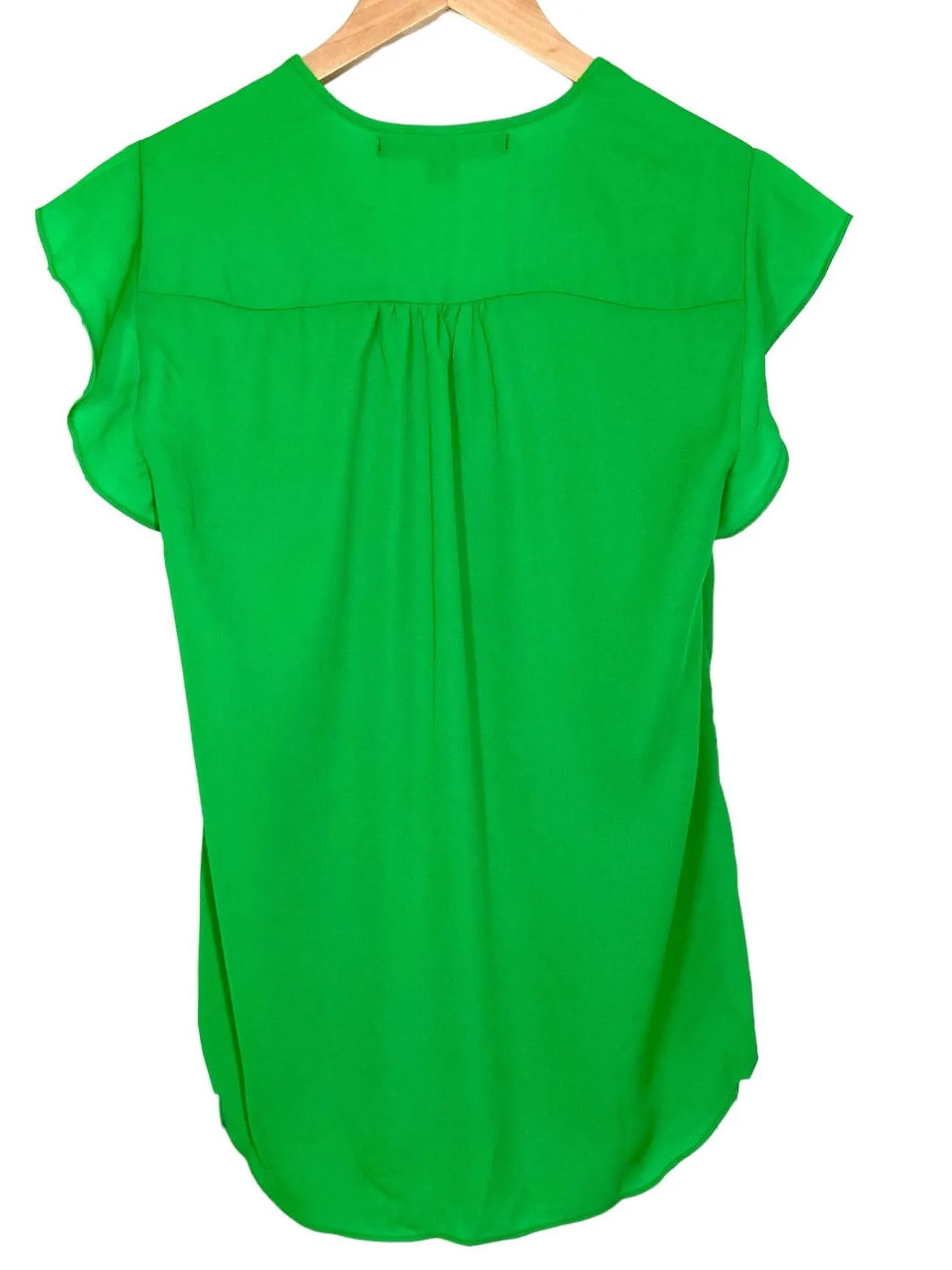 Bright Winter Green Flutter Sleeve Blouse