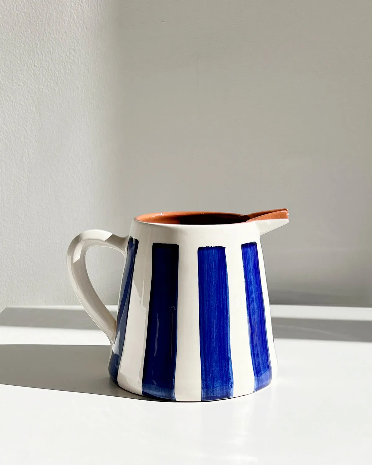 Casa Cubista Medium Striped Pitcher in Blue