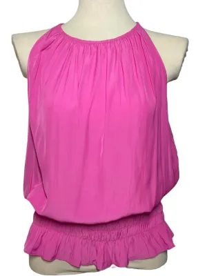 Cool Winter Hot Pink Smocked Waist Blouson Top