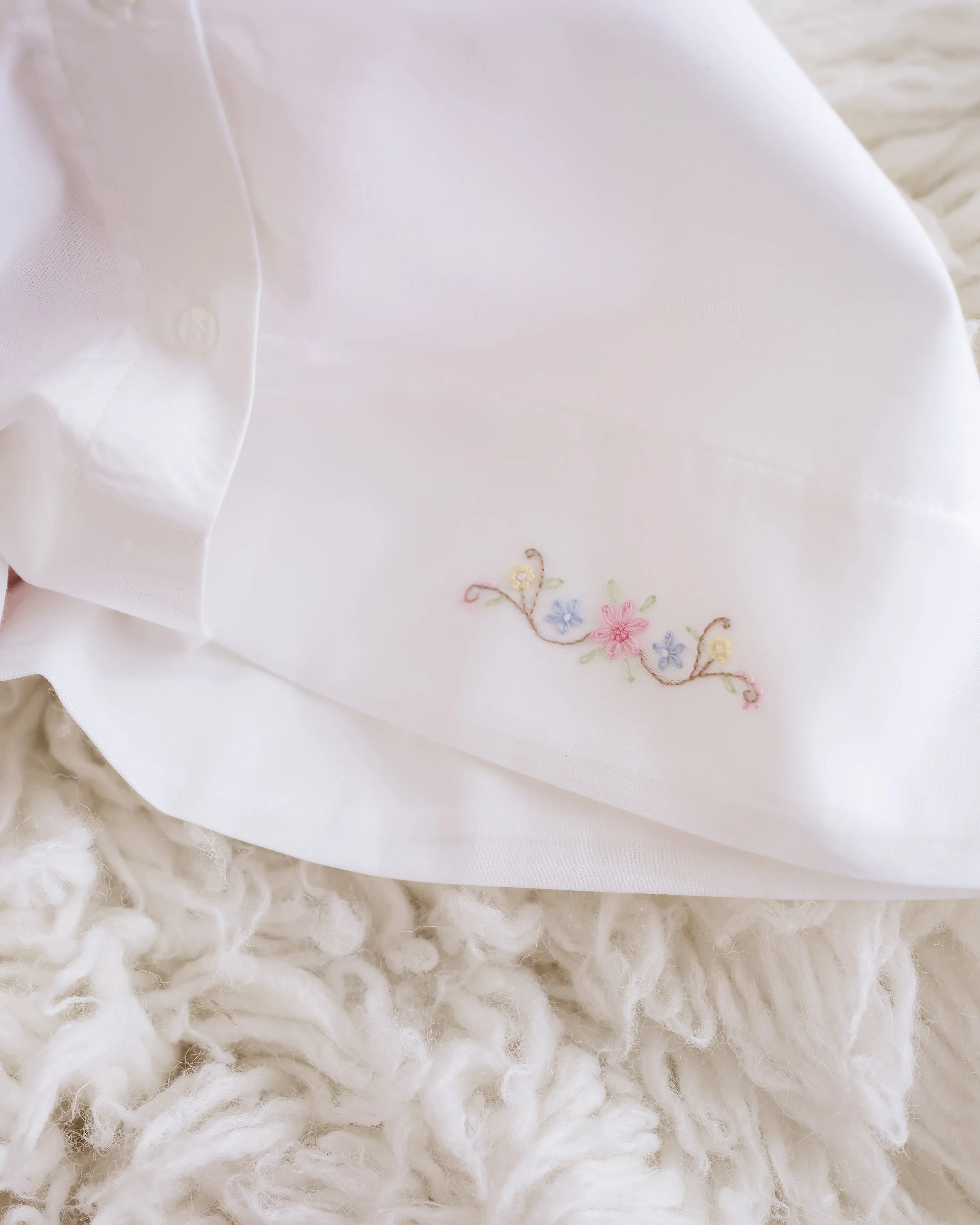 Delicate Floral Batiste Day Gown, White