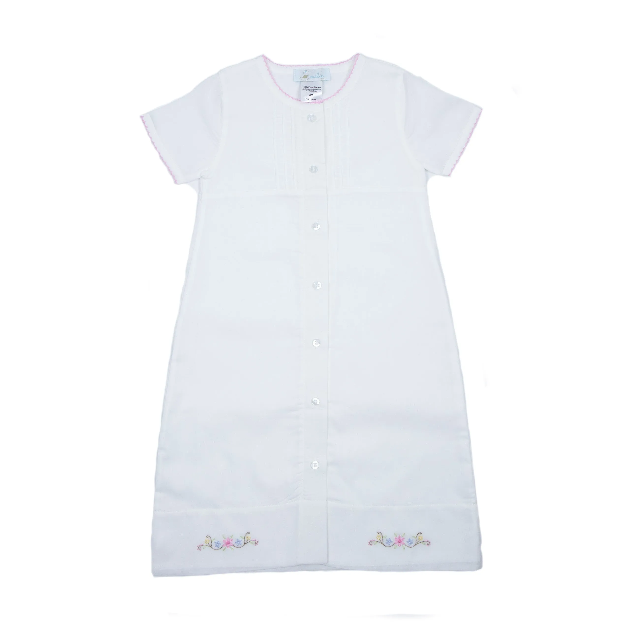Delicate Floral Batiste Day Gown, White