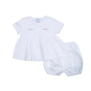 Delicate Floral Batiste Diaper Set, White