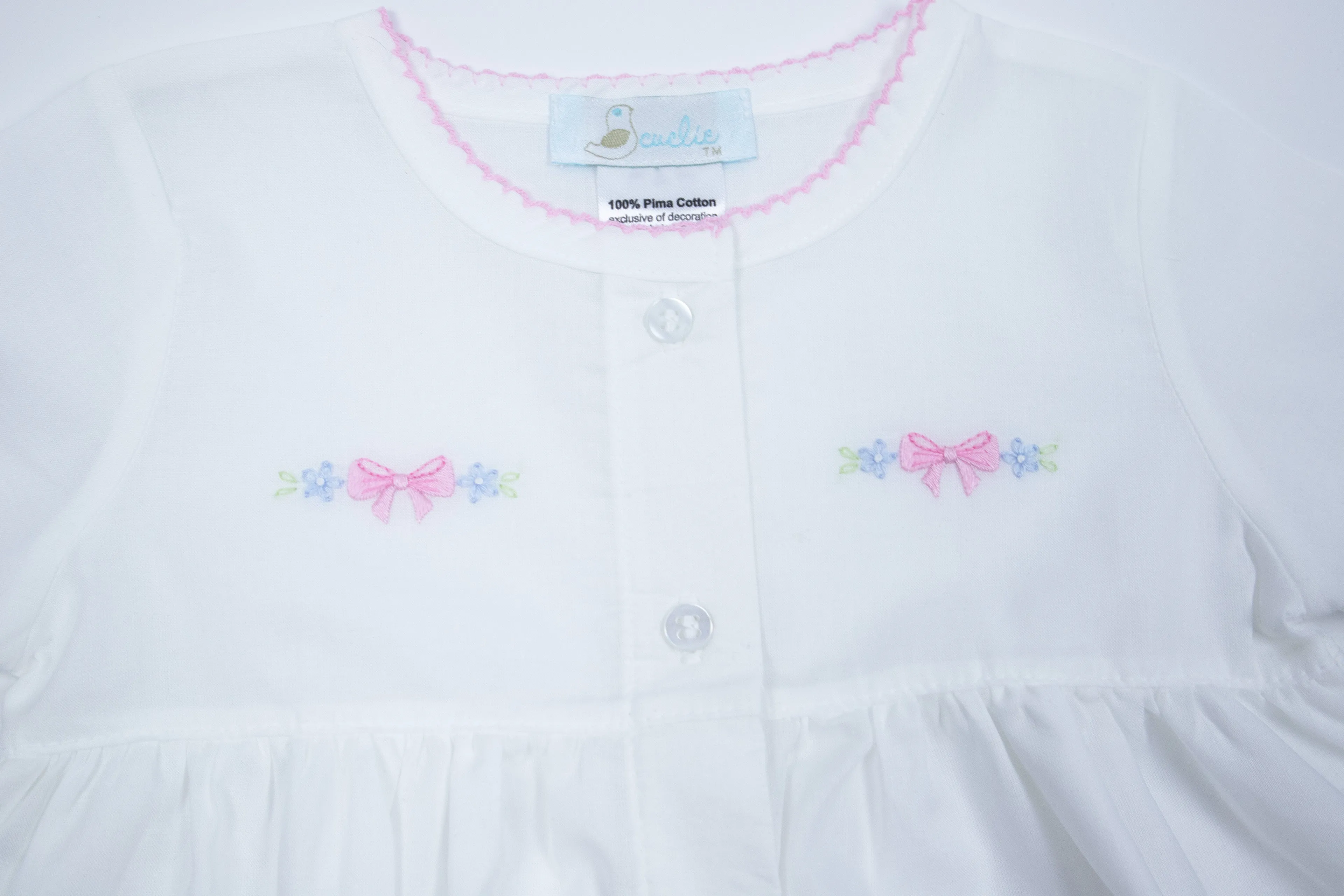 Delicate Floral Batiste Diaper Set, White