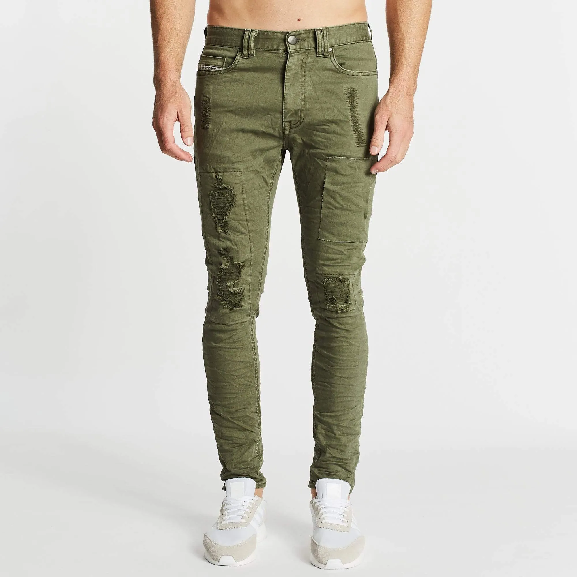 Doomsday Skinny Jean Destroyed Khaki