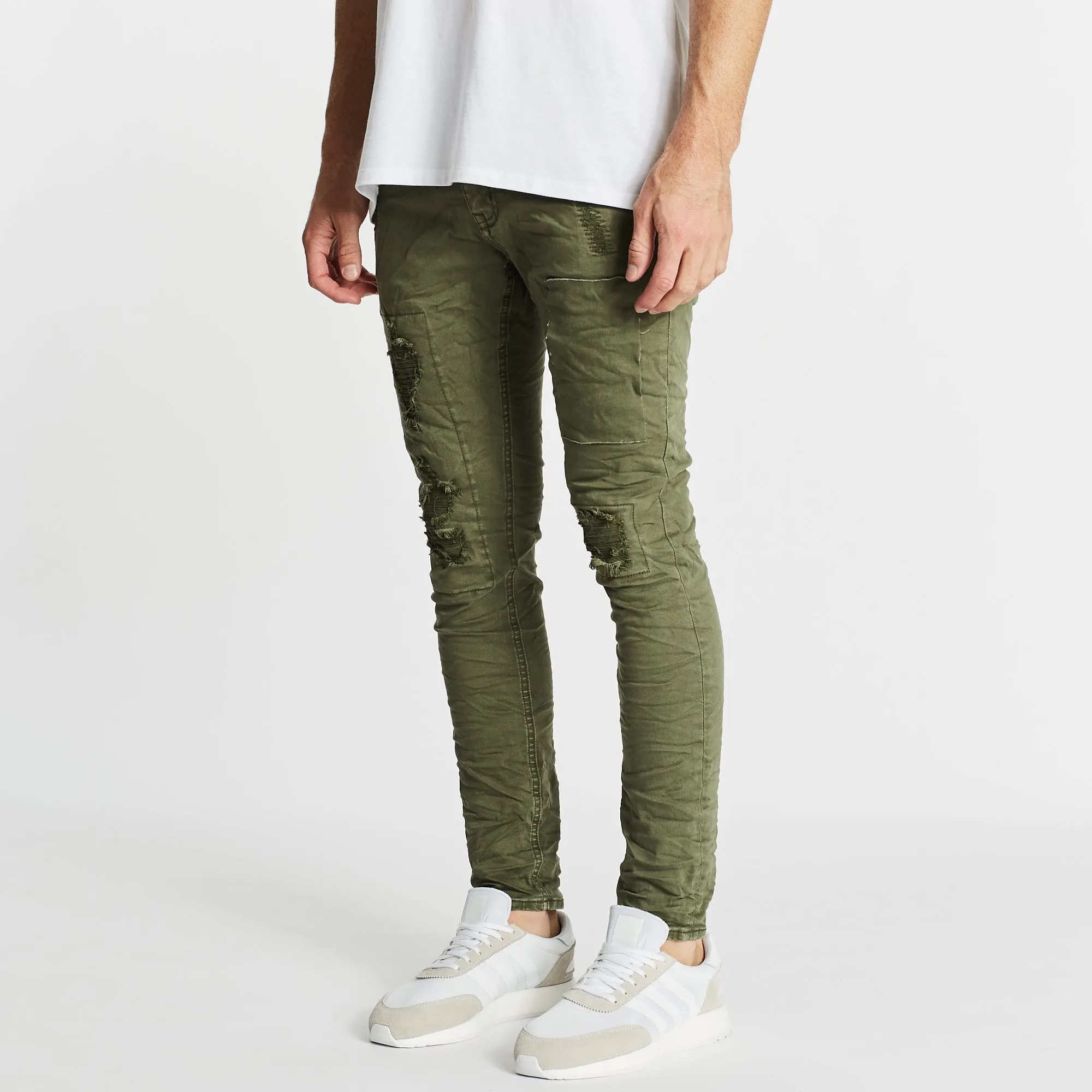 Doomsday Skinny Jean Destroyed Khaki