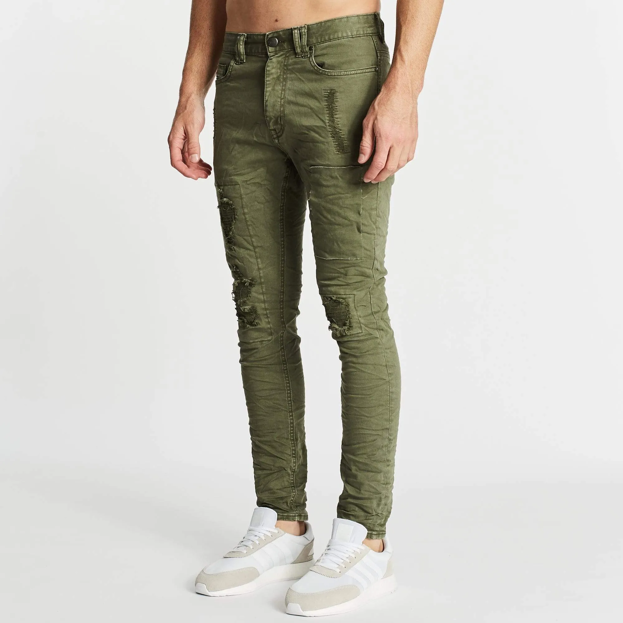 Doomsday Skinny Jean Destroyed Khaki
