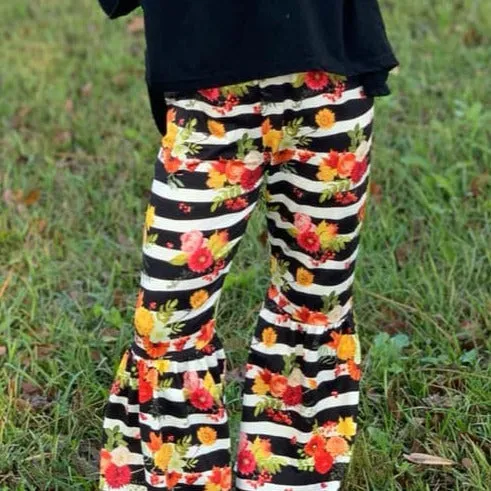 Floral Striped Bell Bottoms