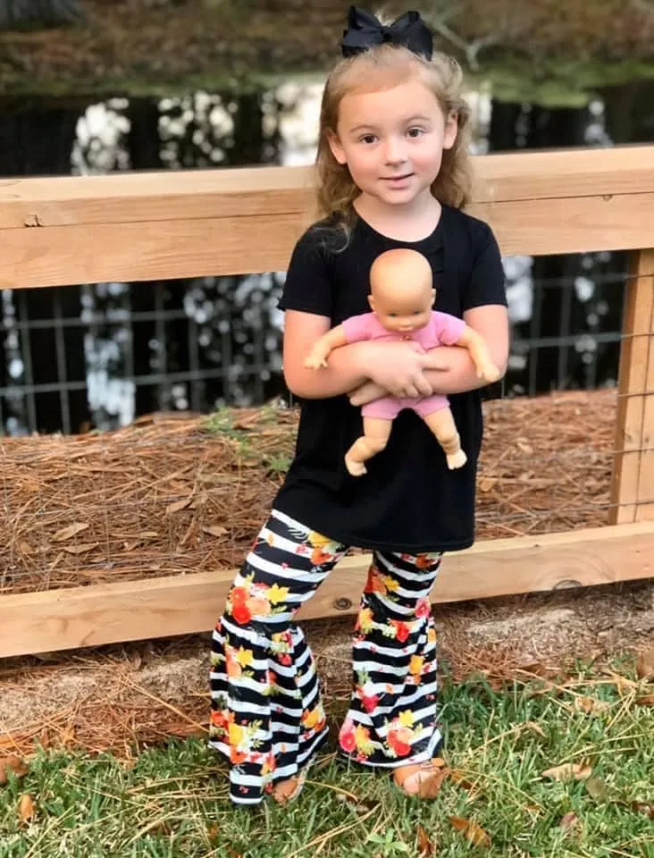 Floral Striped Bell Bottoms