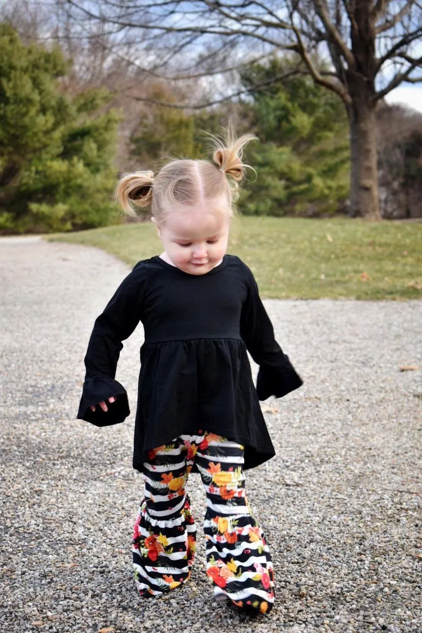 Floral Striped Bell Bottoms
