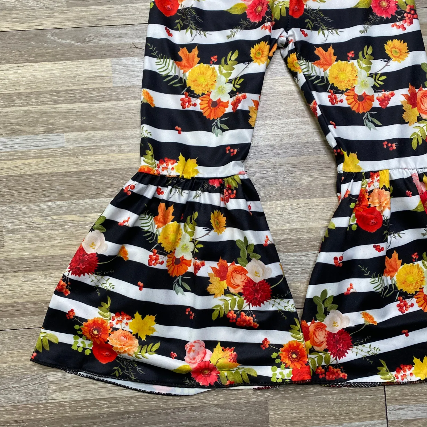 Floral Striped Bell Bottoms