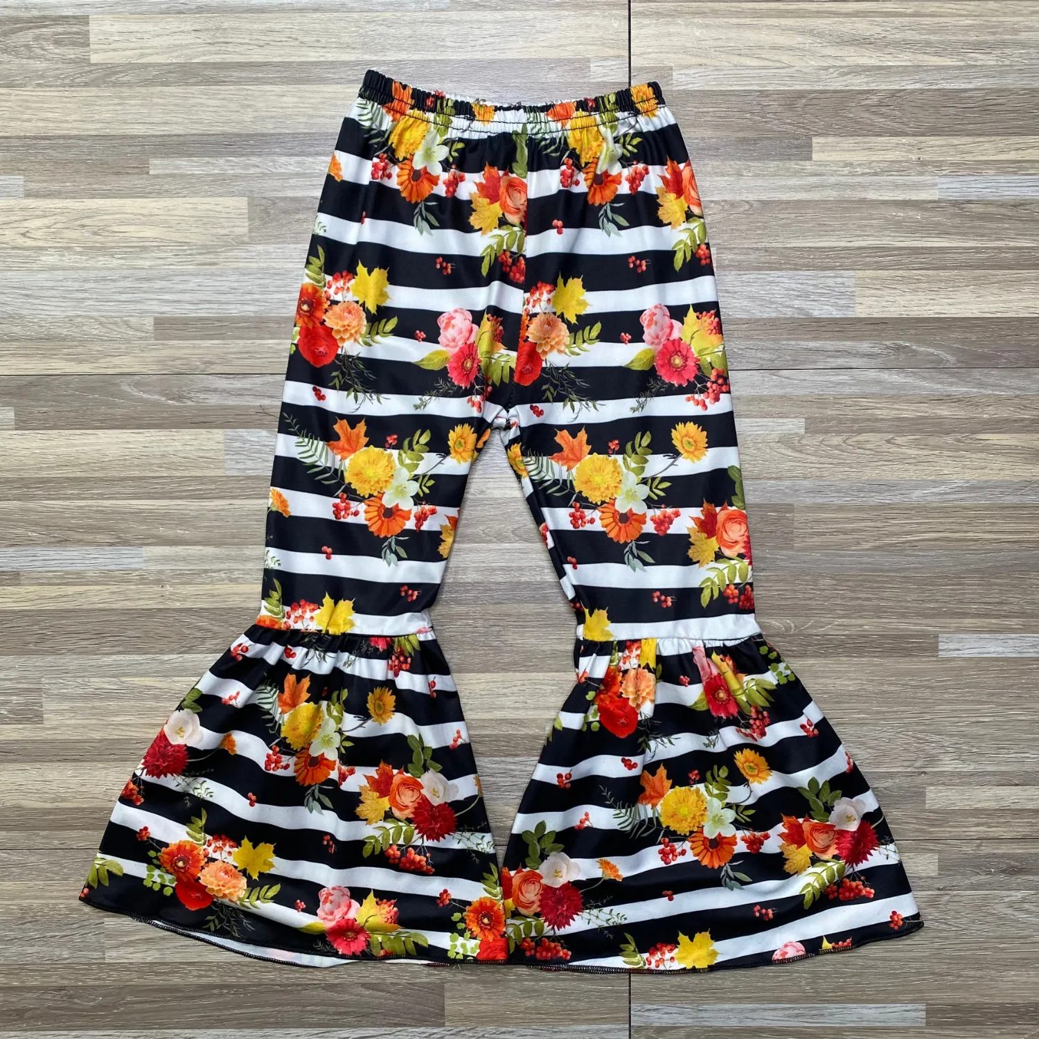 Floral Striped Bell Bottoms