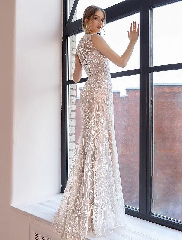 Julissa Elegant High Neck White Wedding Dress