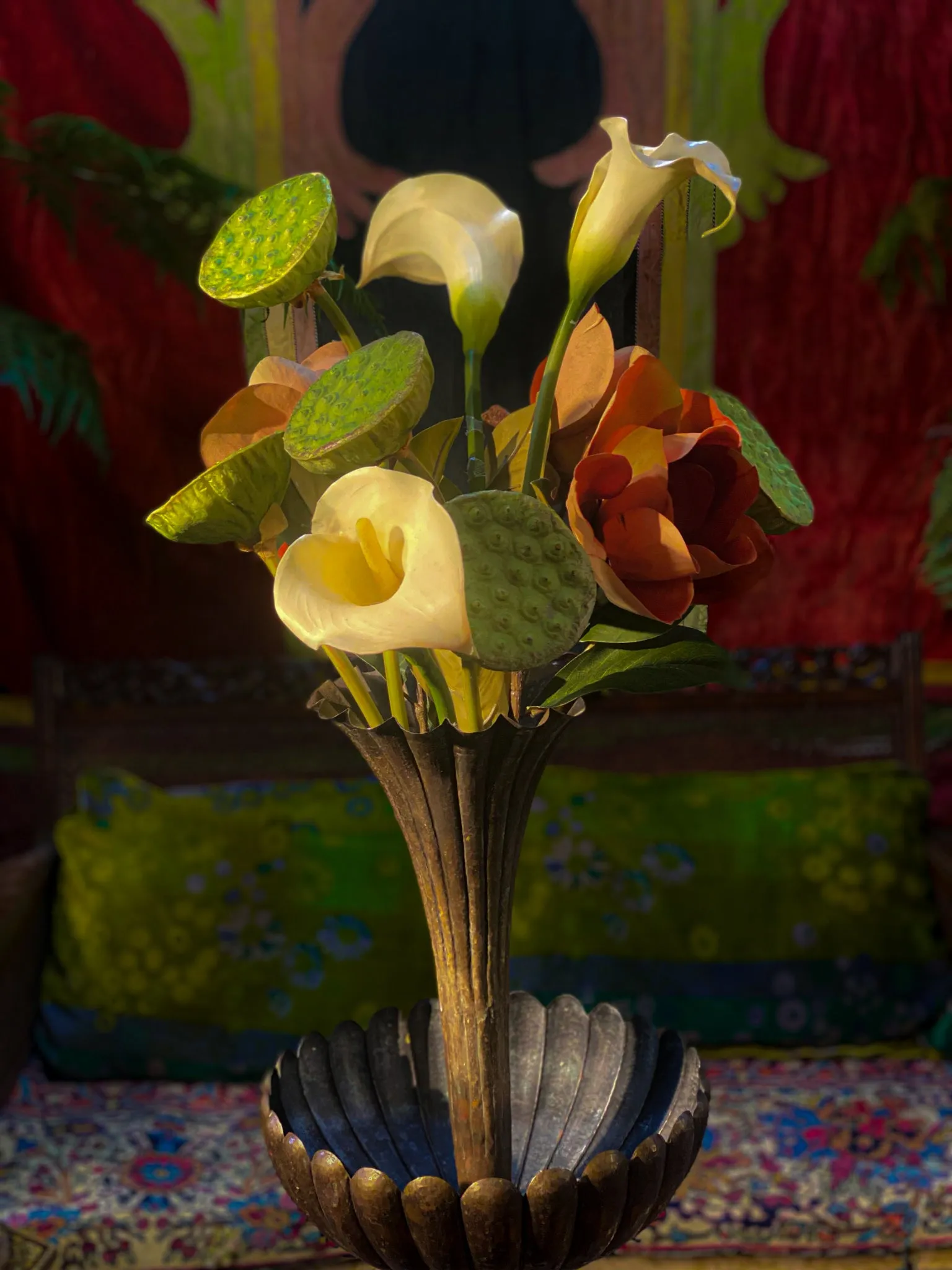 Monumental Arts and Crafts Brass Flower Vase