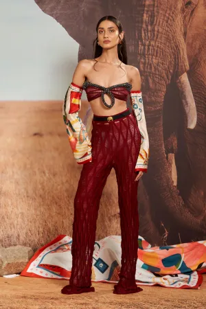 Oxblood Ripple Knit Bustier with CrysKnot