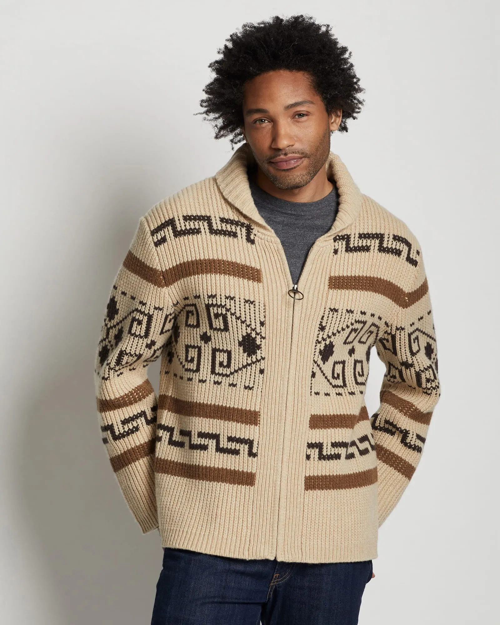 Pendleton Original Westerley Lambswool Sweater - Tan / Brown