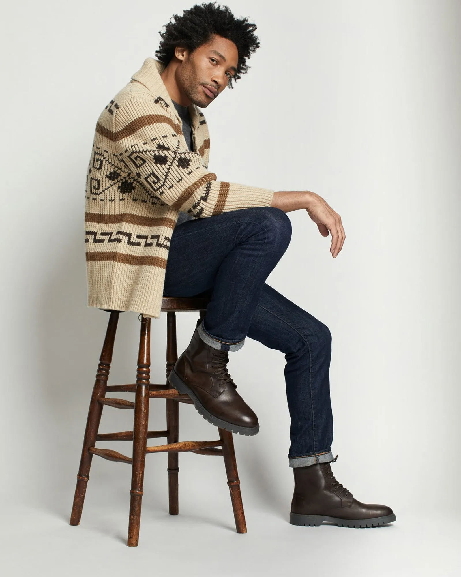 Pendleton Original Westerley Lambswool Sweater - Tan / Brown
