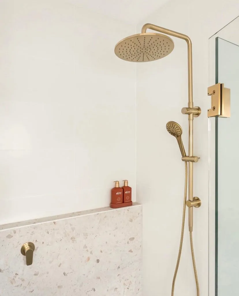 Round Combination Shower Rail 300mm Rose, Three Function Hand Shower - PVD Tiger Bronze