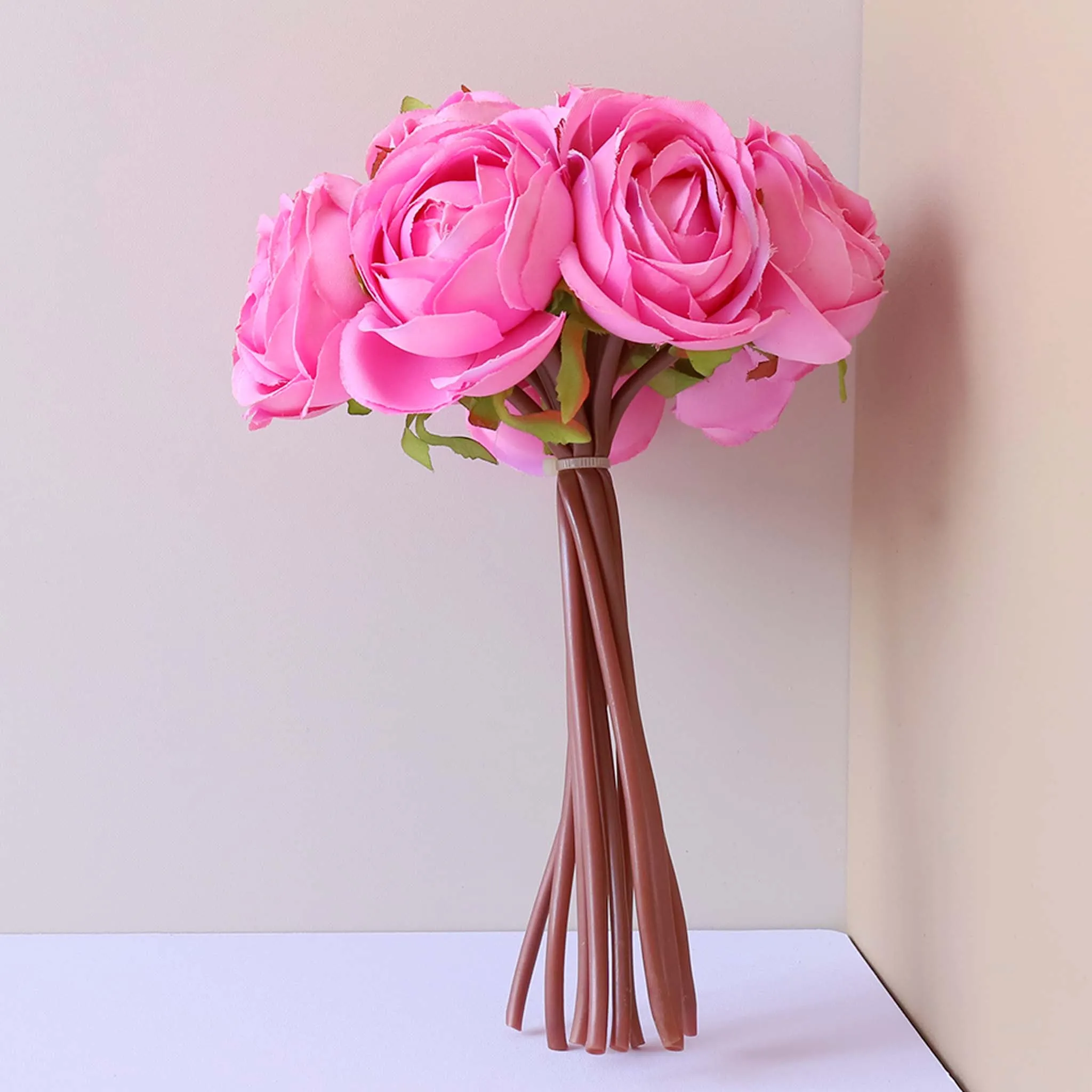 Silk Tea Roses Small Peony Wedding Flowers Bouquet