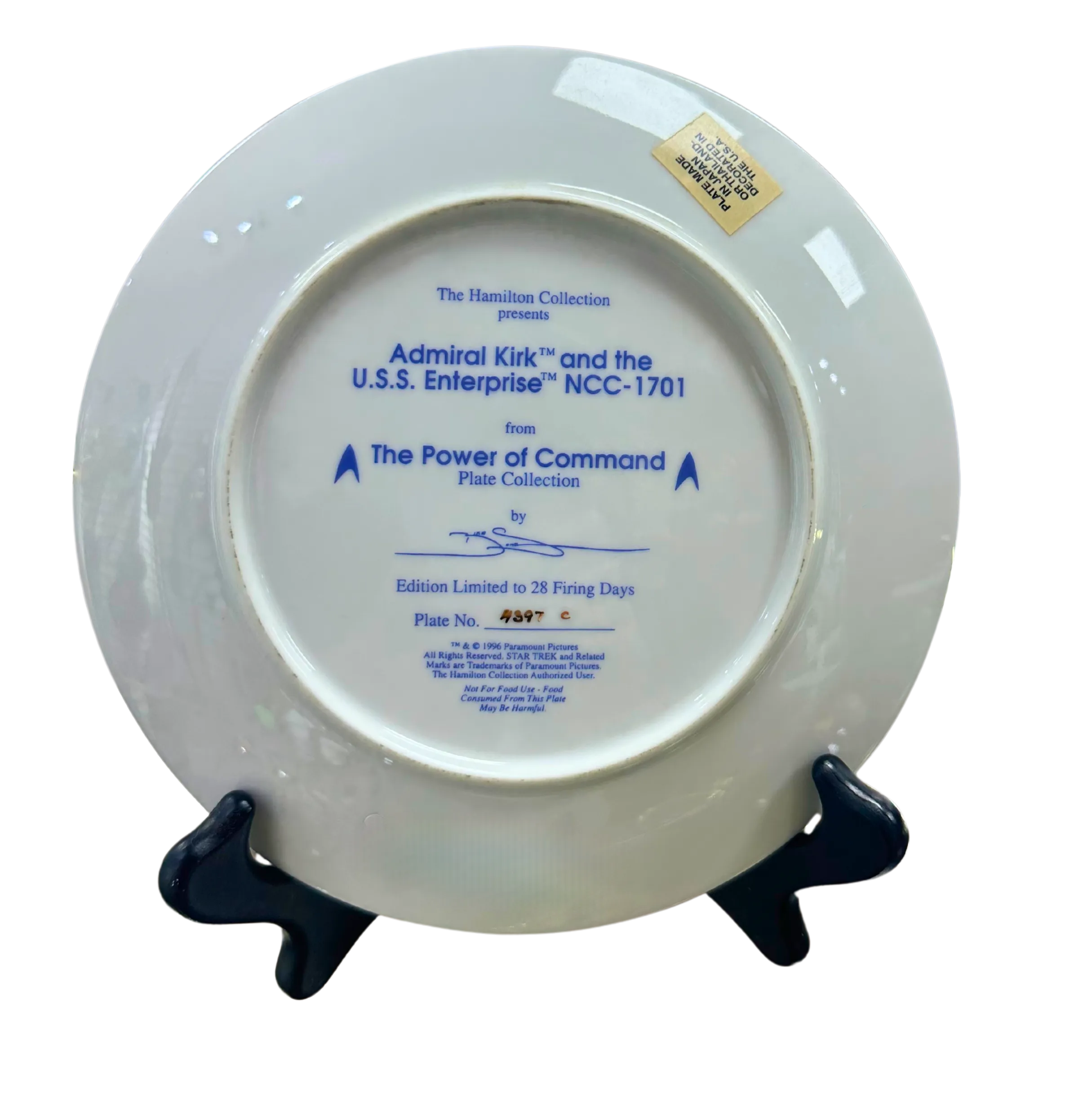 The Hamilton Collection Commemorative Star Trek Plate "Admiral Kirk & USS Enterprise"