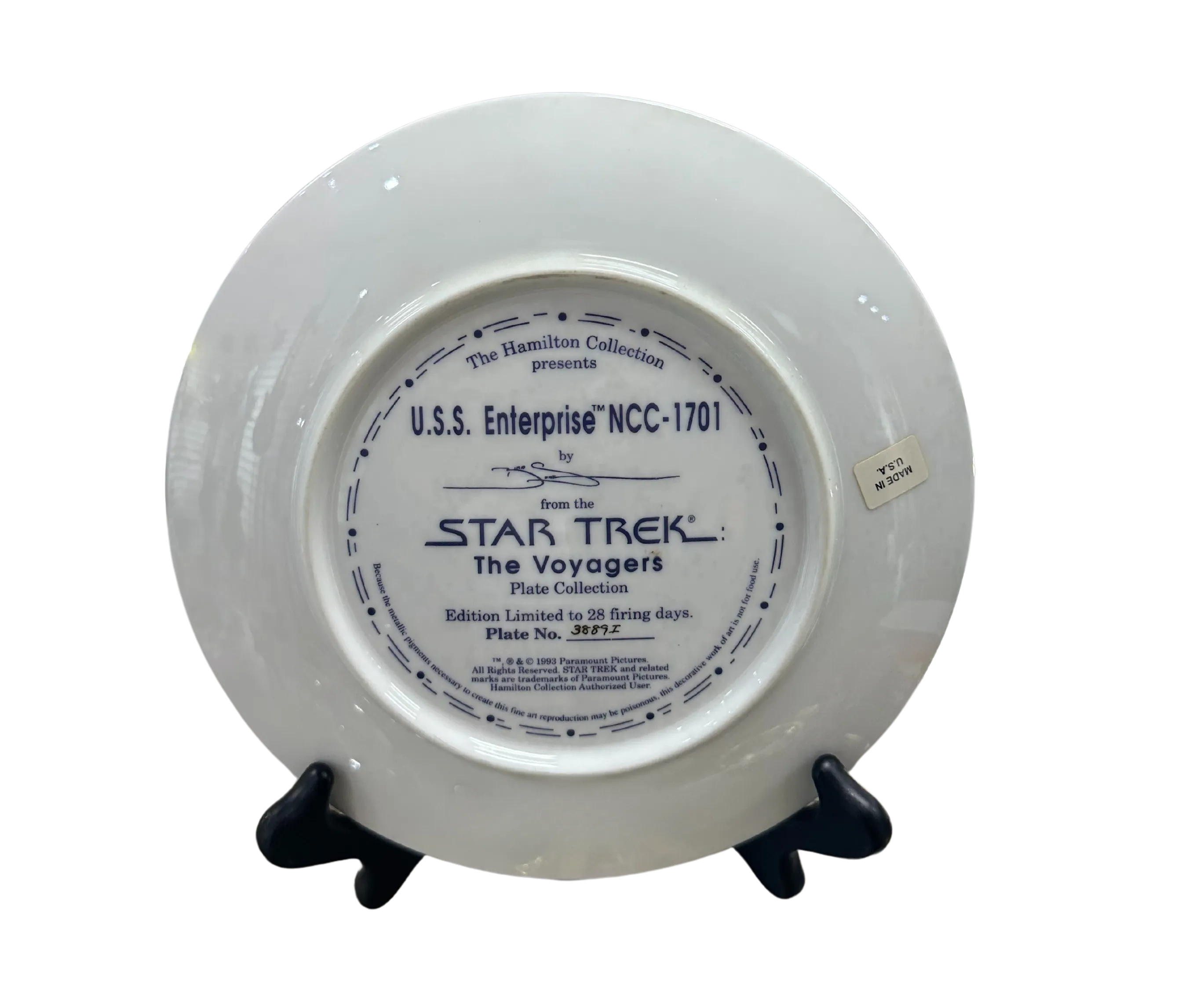 The Hamilton Collection Commemorative Star Trek Plate "USS Enterprise"