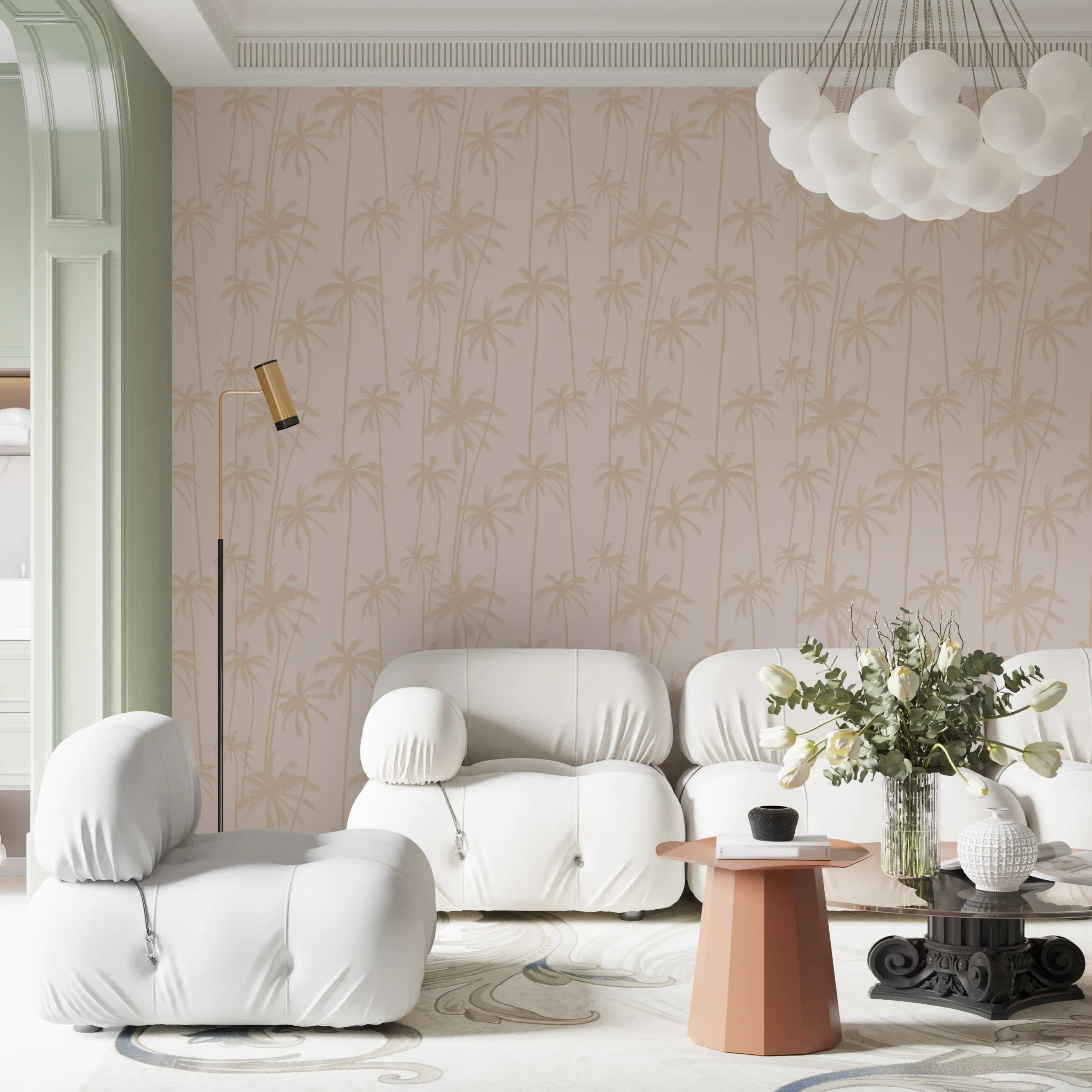 Tropical Palm Tree Wallpaper – Minimalist Coastal Paradise
