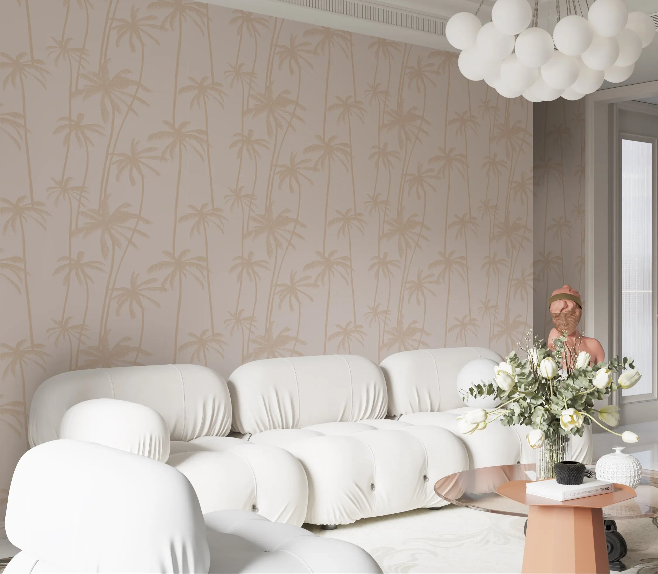 Tropical Palm Tree Wallpaper – Minimalist Coastal Paradise
